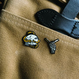 Skeleton Hand and Razor Blade Enamel Pin - Brooklyn Grooming