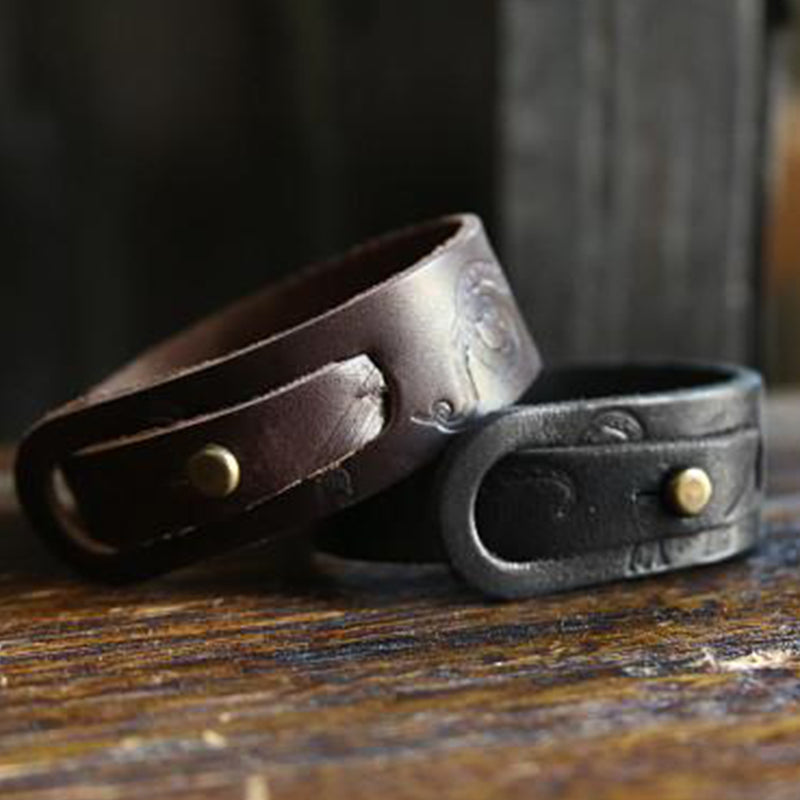 Kraken Leather Bracelet in Black - Brooklyn Grooming 